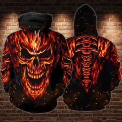 Inferno Over Print 3d Zip Hoodie