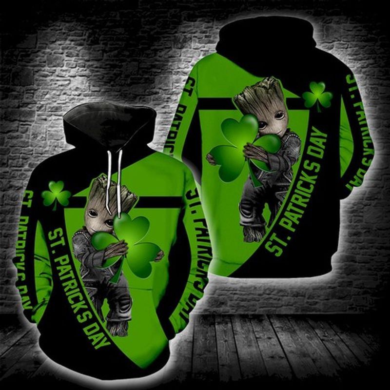 Irish Saint Patricks Day Baby Groot Color Full 3d Hoodie