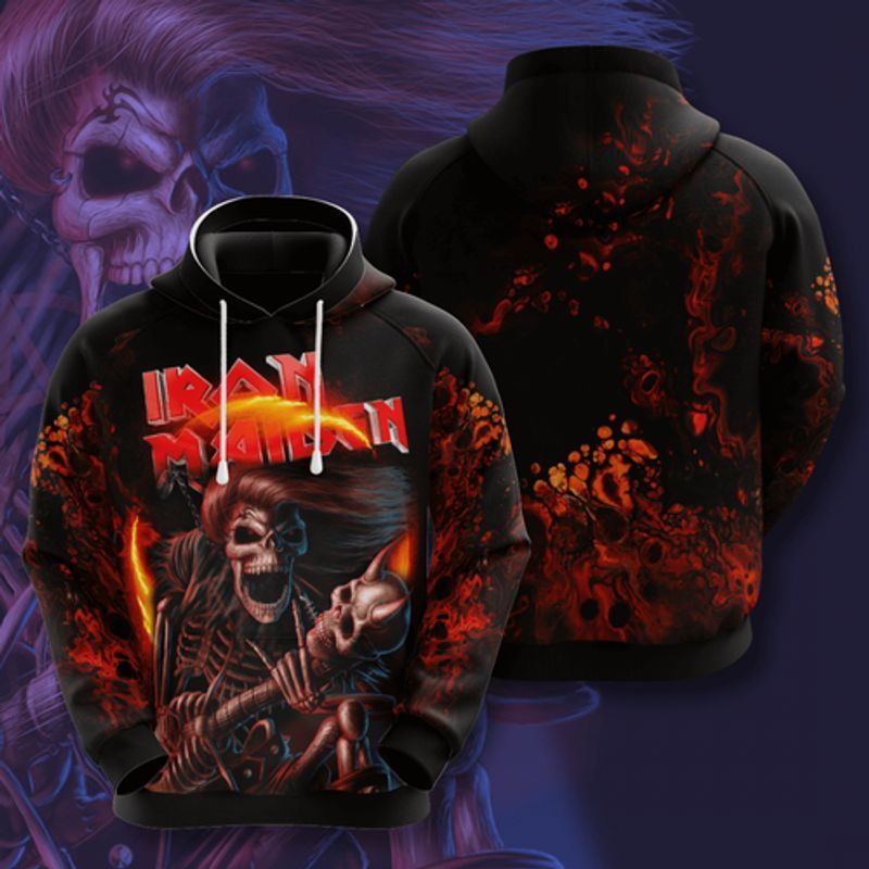 Iron Maiden Over Print 3d Zip 30 Hoodie