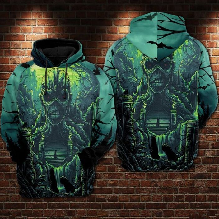 Iron Maiden Over Print 3d Zip 4 Hoodie