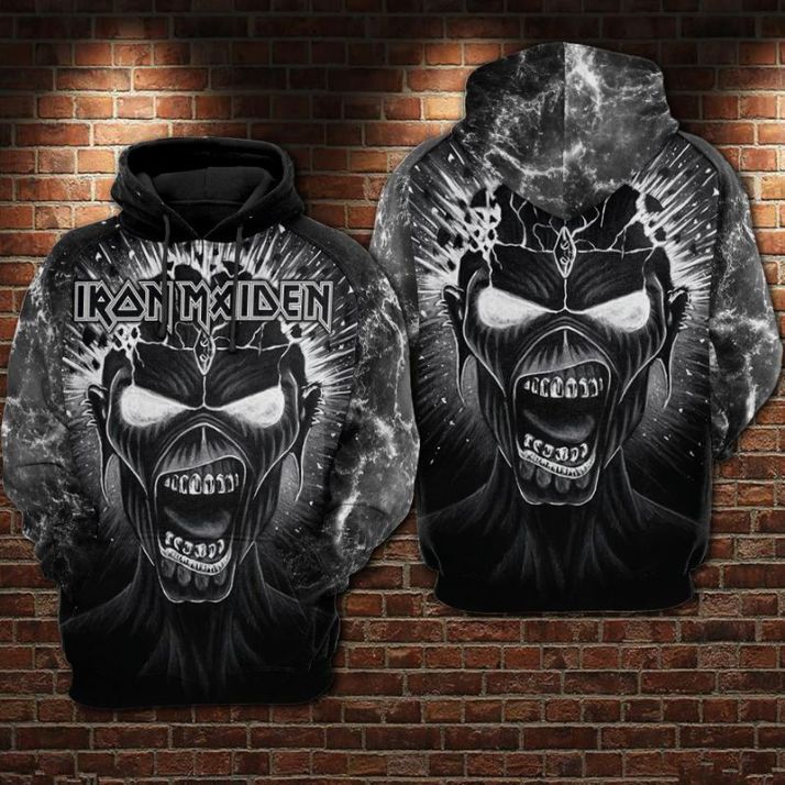 Iron Maiden Over Print 3d Zip Hoodie