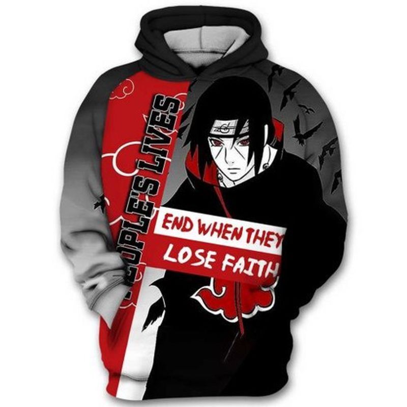 Itachi Uchiha Naruto Uzumaki Anime All Over Printing 3d Hoodie