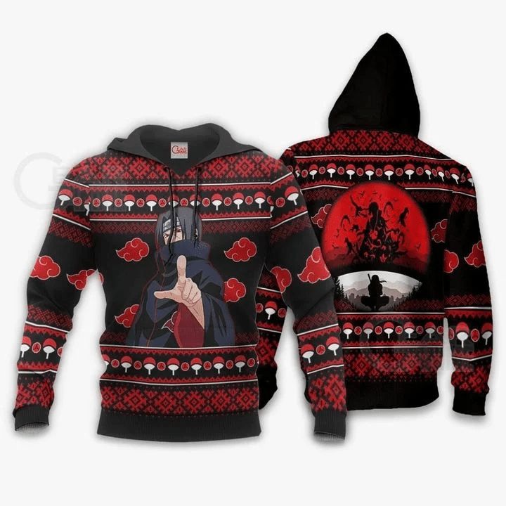 Itachi Ugly Chrismast Anime Manga Naruto 3d Zip Hoodie