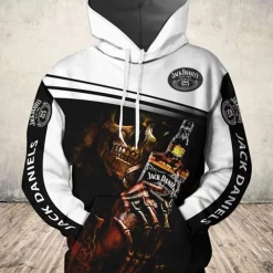Jack Daniel Whisky Tennessee Skull All Over Printing 3d Hoodie