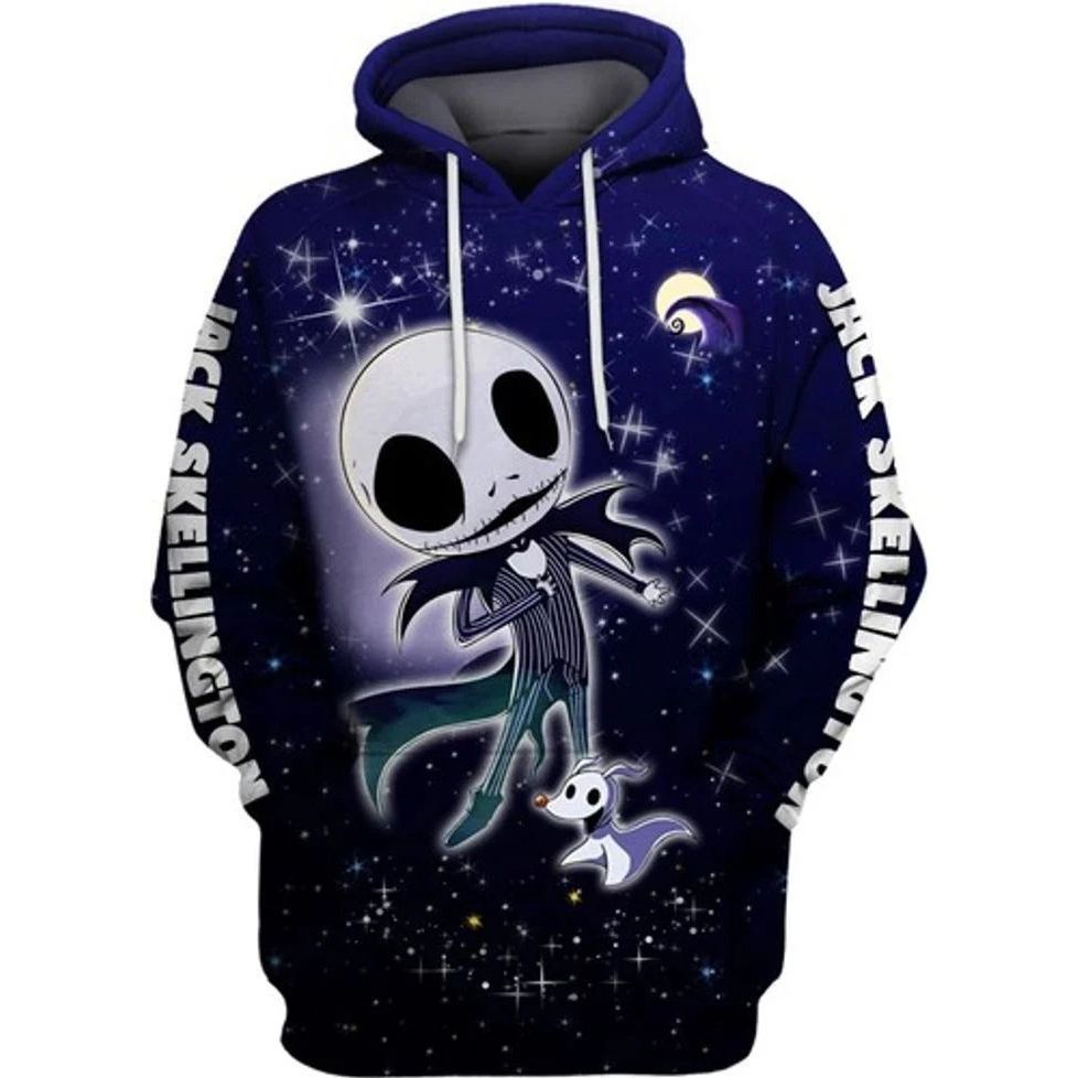 Jack Skellington Dog Zero Galaxy Pattern Halloween 3d Hoodie