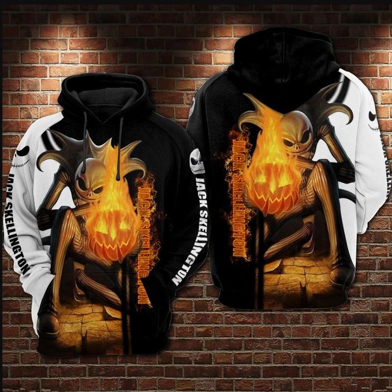 Jack Skellington Halloween Over Print 3d Zip Hoodie