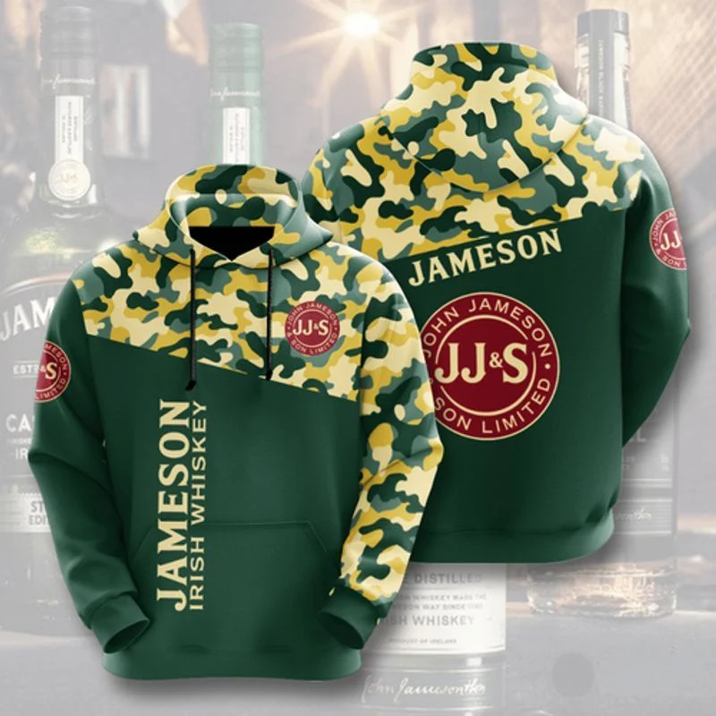 Jameson Irish Whiskey Camo Pattern 3d Hoodie