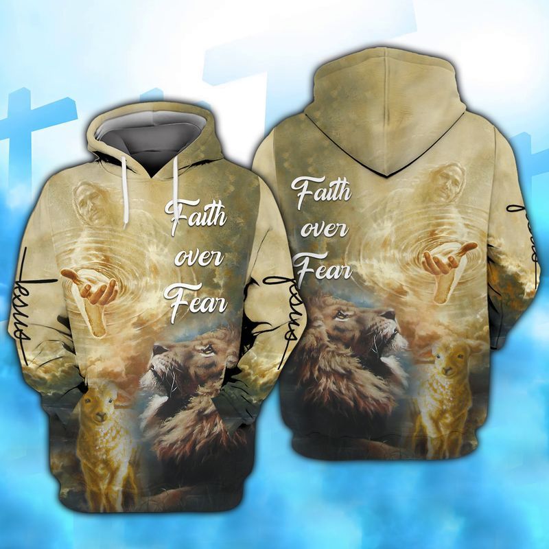 Jesus God Lion Faith Over Fear 3d Zip Hoodie