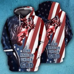 Jesus One Nation Under God 3d Zip Hoodie