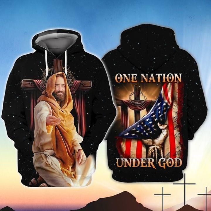 Jesus One Nation Under God Full Printing 3d Hoodie