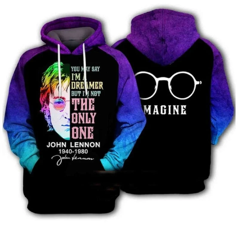 John Lennon Imagine Over Print 3d Zip Hoodie