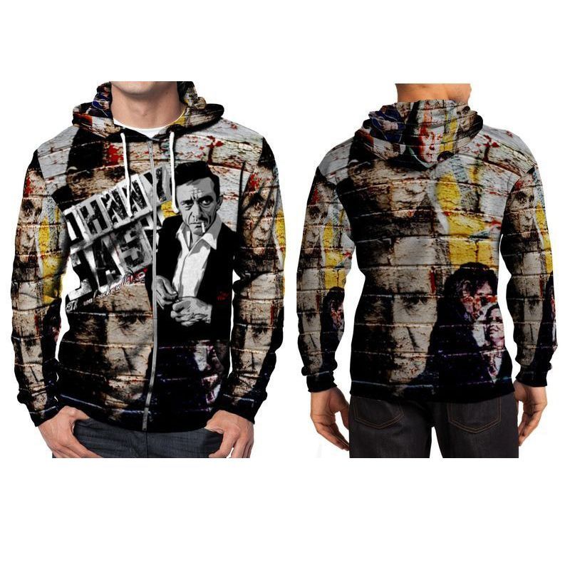 Johnny Cash New 3d Zip 2 Hoodie