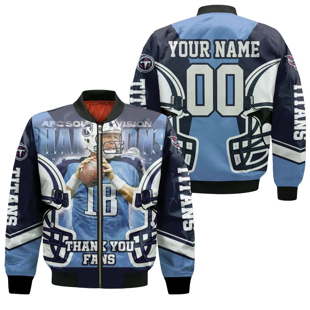 Josh Stewart 18 Tennessee Titans Afc South Champions Super Bowl 2021 Personalized Bomber Jacket
