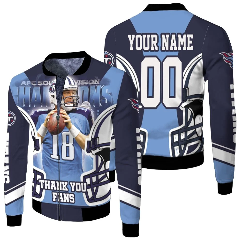 Josh Stewart 18 Tennessee Titans Afc South Champions Super Bowl 2021 Personalized Fleece Bomber Jacket