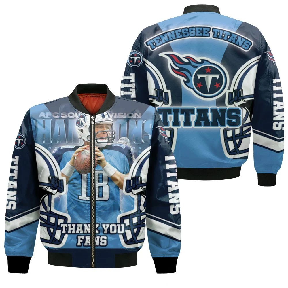 Josh Stewart #18 Tennessee Titans Afc South Division Champions Super Bowl 2021 Bomber Jacket