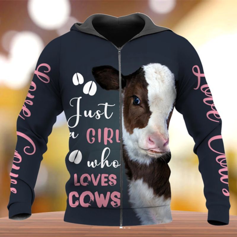 Just A Girl Who Loves Cows 3d Zip Hoodie