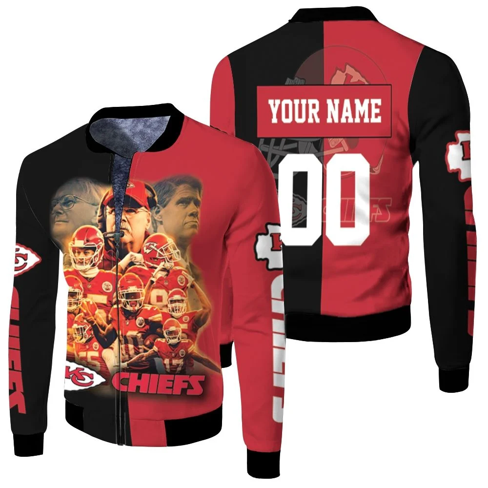 Kansas City Chiefs Afc West Champions Super Bowl 2021 Black & Red Personalized 1 Fleece Bomber Jacket