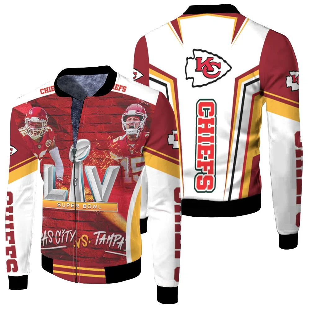 Kansas City Chiefs Vs Tampa Rays Buccaneers Super Bowl 2021 Afc West Division Fleece Bomber Jacket