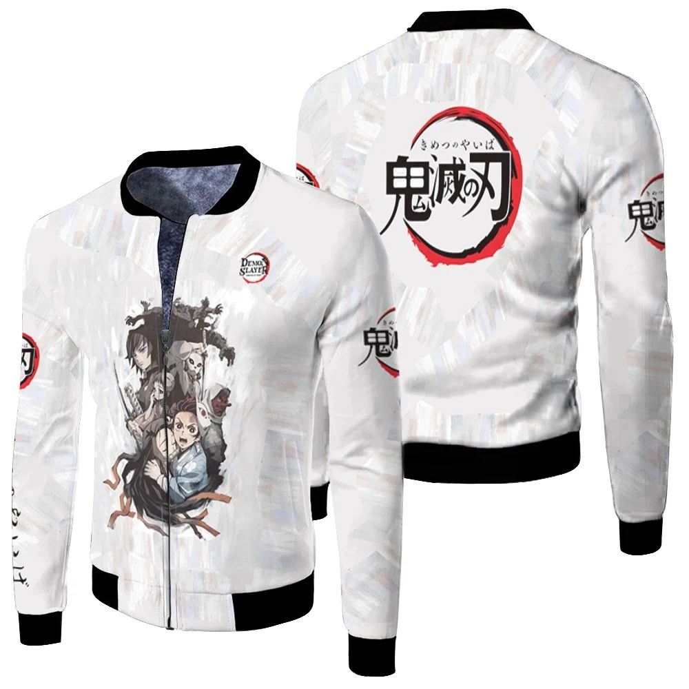 Kimetsu No Yaiba Anime Hashira And Demon Slayers Corps White Fleece Bomber Jacket