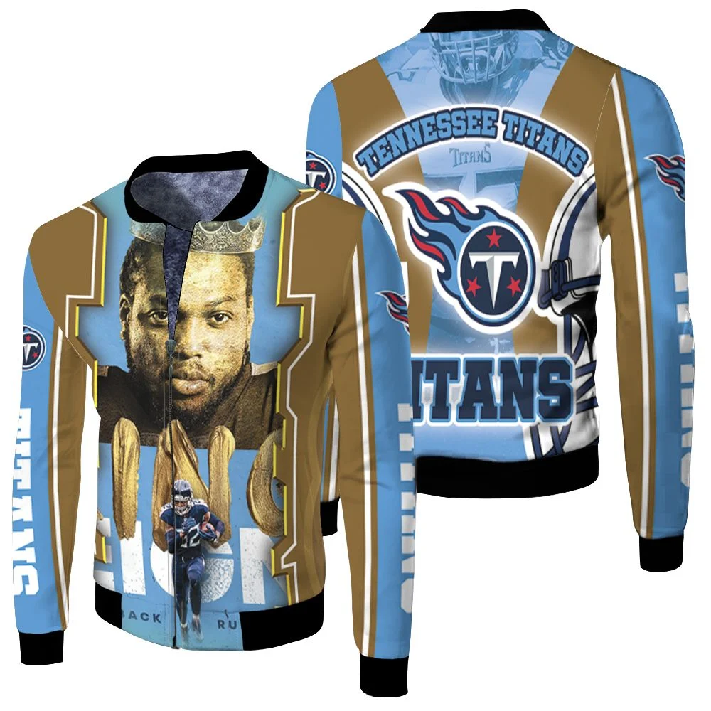 King Derrick Henry #22 Tennessee Titans Super Bowl 2021 Afc South Division Champions Fleece Bomber Jacket