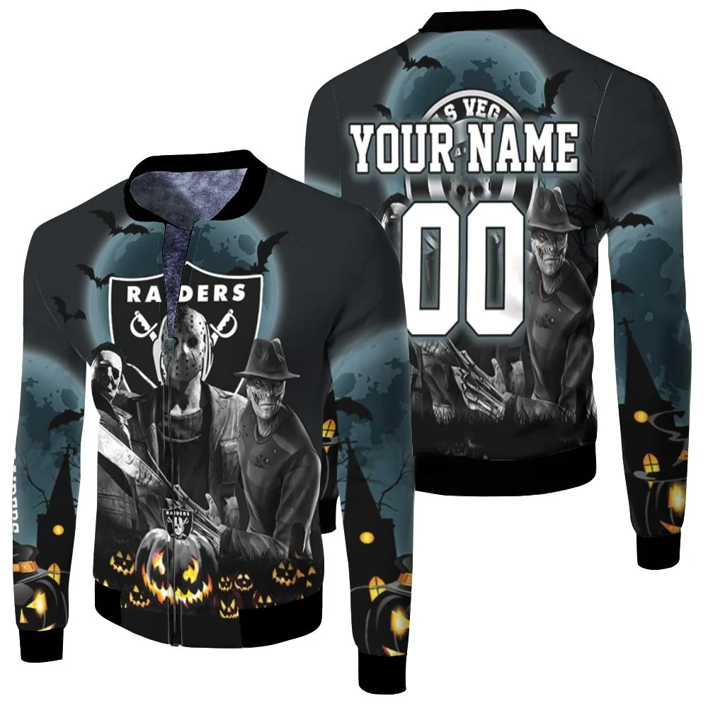 Las Vegas Raiders Halloween Horror 3d Personalized Fleece Bomber Jacket