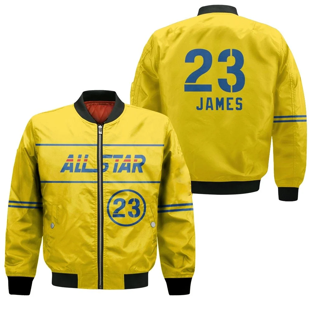 Lebron James Lakers 2021 All-Star Western Conference Gold Jersey Inspired Bomber Jacket