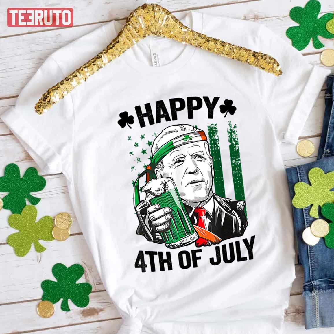 Leprechaun Biden Happy 4th Of July St Patrick’s Day 2022 Unisex T-Shirt