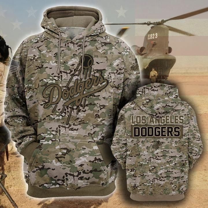 Los Angeles Dodgers Camouflage Veteran 3d Cotton Hoodie