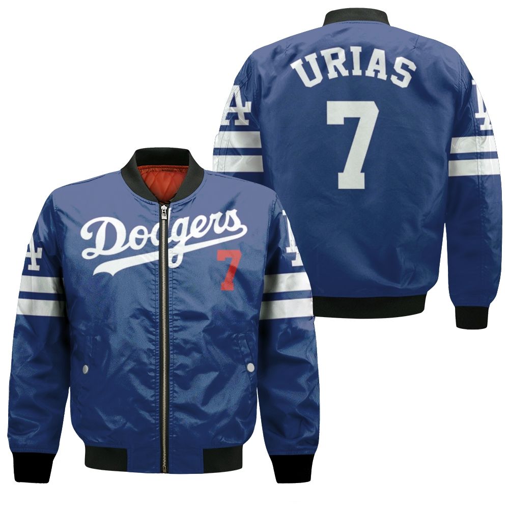 Los Angeles Dodgers Julio Urias 7 2020 Mlb Blue Jersey Inspired Style Bomber Jacket