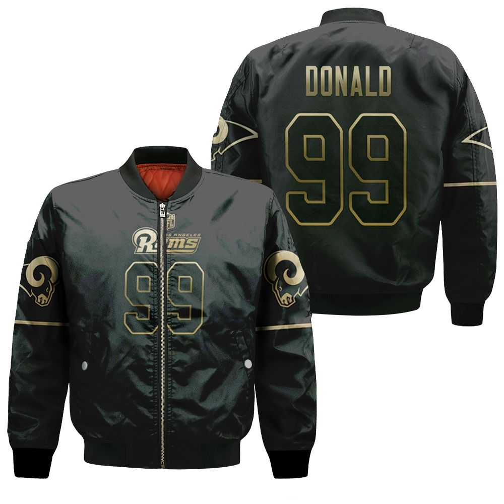 Los Angeles Rams Aaron Donald #99 Nfl Great Player Black Golden Edition Vapor Limited Jersey Style Gift For Rams Fans Bomber Jacket