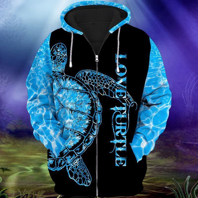 Love Turtle 3d Zip Hoodie