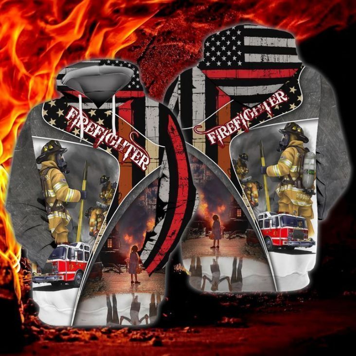 Memorial Day Firefighter American Flag 1 Gift 3d Zip Hoodie