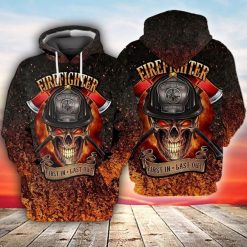 Memorial Day Firefighter Skull First In Last Out 3d Zip Hoodie