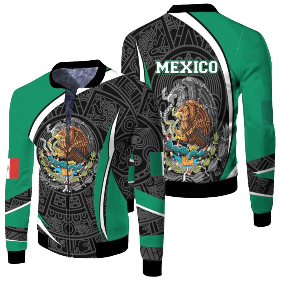 Mexico Flag Patriotic 3d Jersey Fleece Bomber Jacket