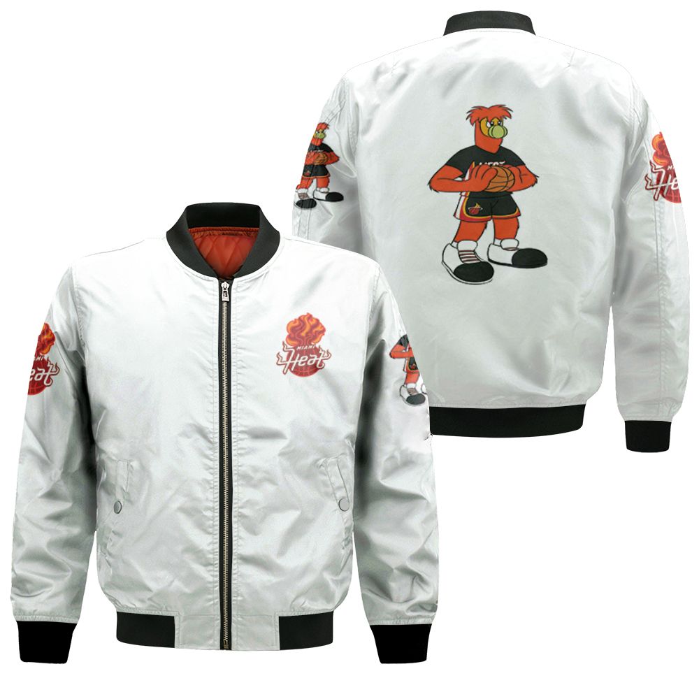 Miami Heat Basketball Classic Mascot Logo Gift For Heat Fans White Bomber Jacket