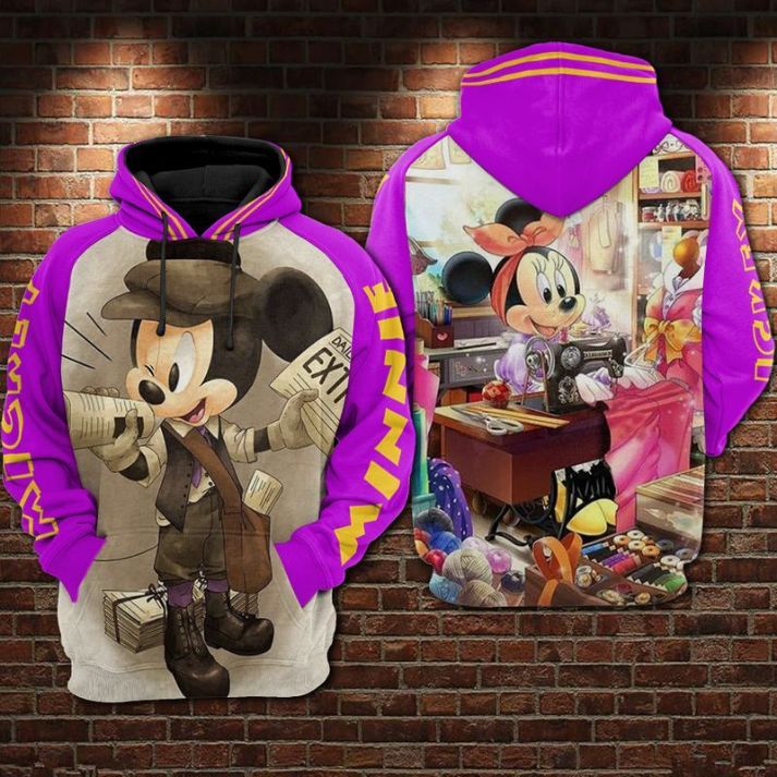 Mickey And Minnie Disney Over Print 3d Zip 15 Hoodie