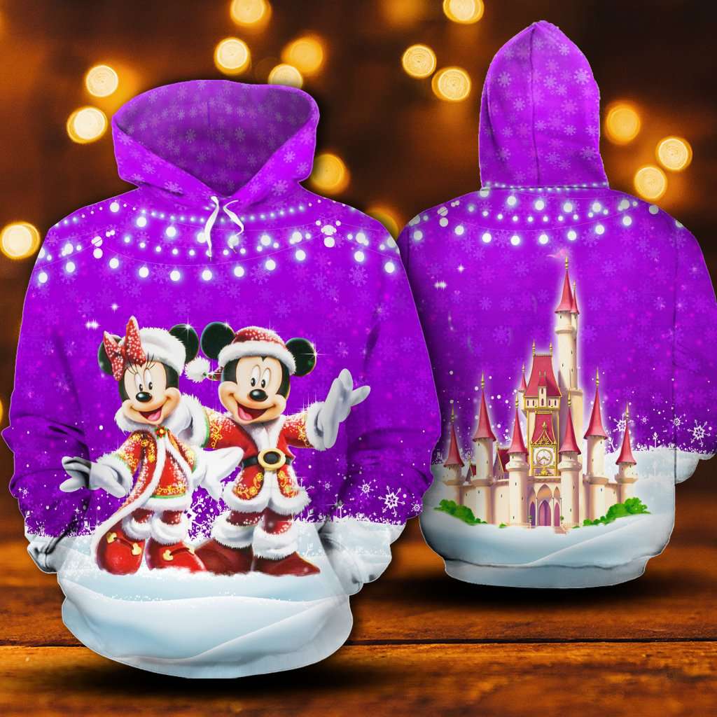 Mickey Minnie Christmas Costume In Purple 3D Printed Hoodie