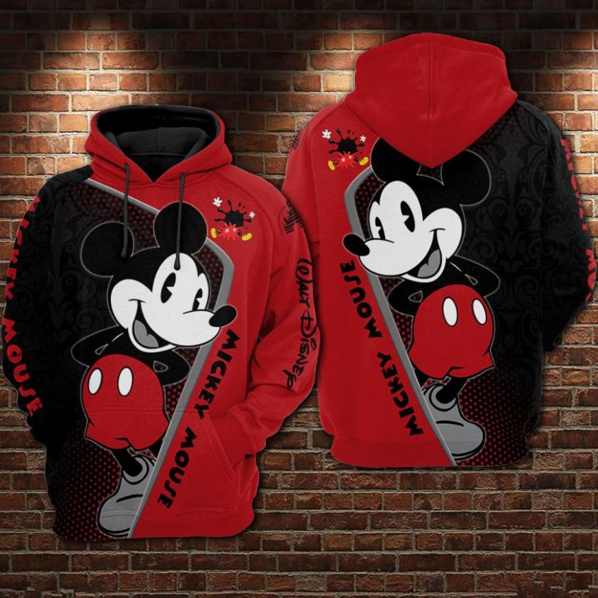 Cute Mickey Mouse and Minnie Womens Hoodies 3D Print Pullover Tops Sweatshirt 