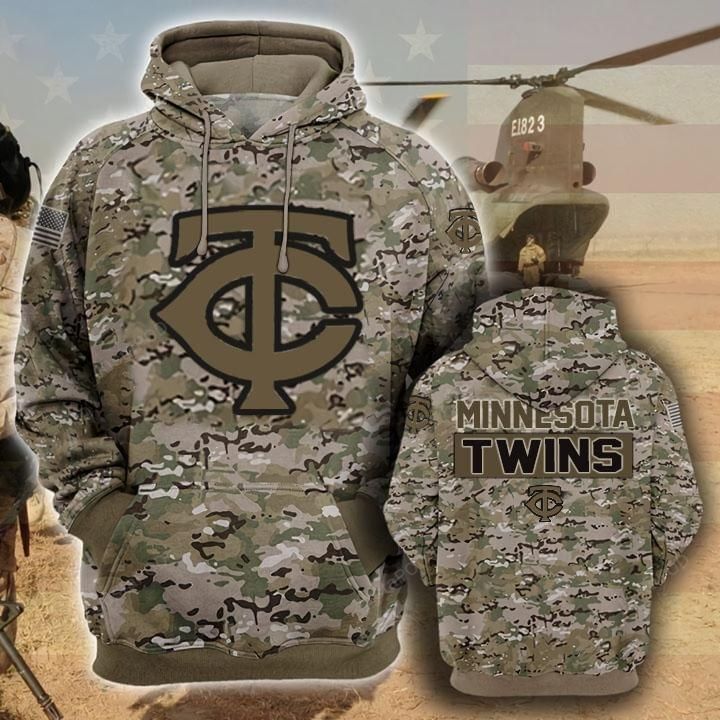 Minnesota Twins Camouflage Veteran 3d Cotton Hoodie