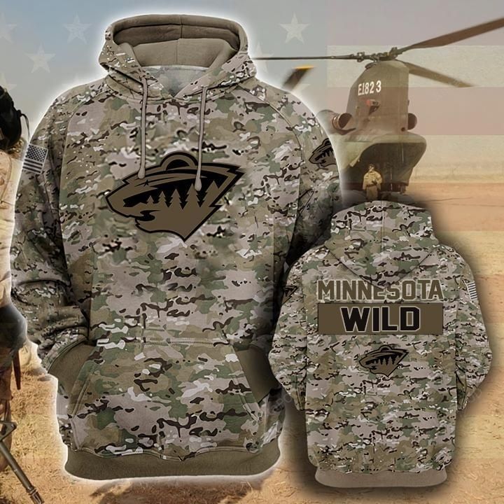 Minnesota Wild Camouflage Veteran 3d Cotton Hoodie