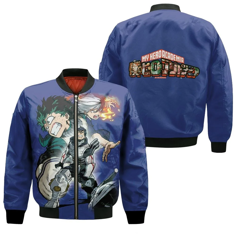 My Hero Academia Todoroki Shouto Midoriya Izuku Fire Iida Fighting For Fan Bomber Jacket