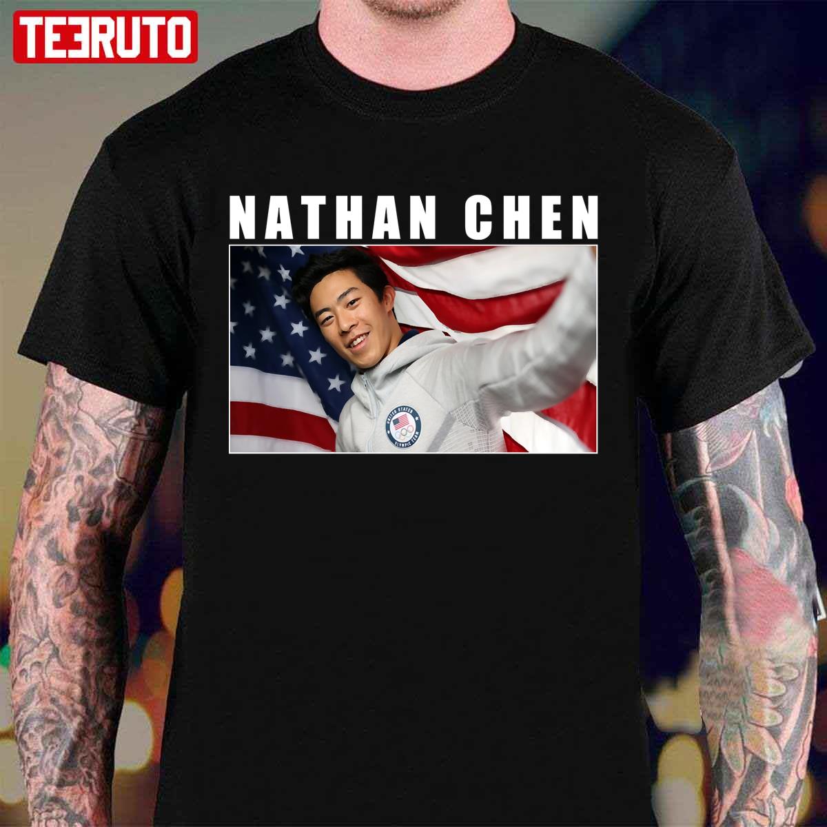 Nathan Chen American Flag Unisex T-Shirt