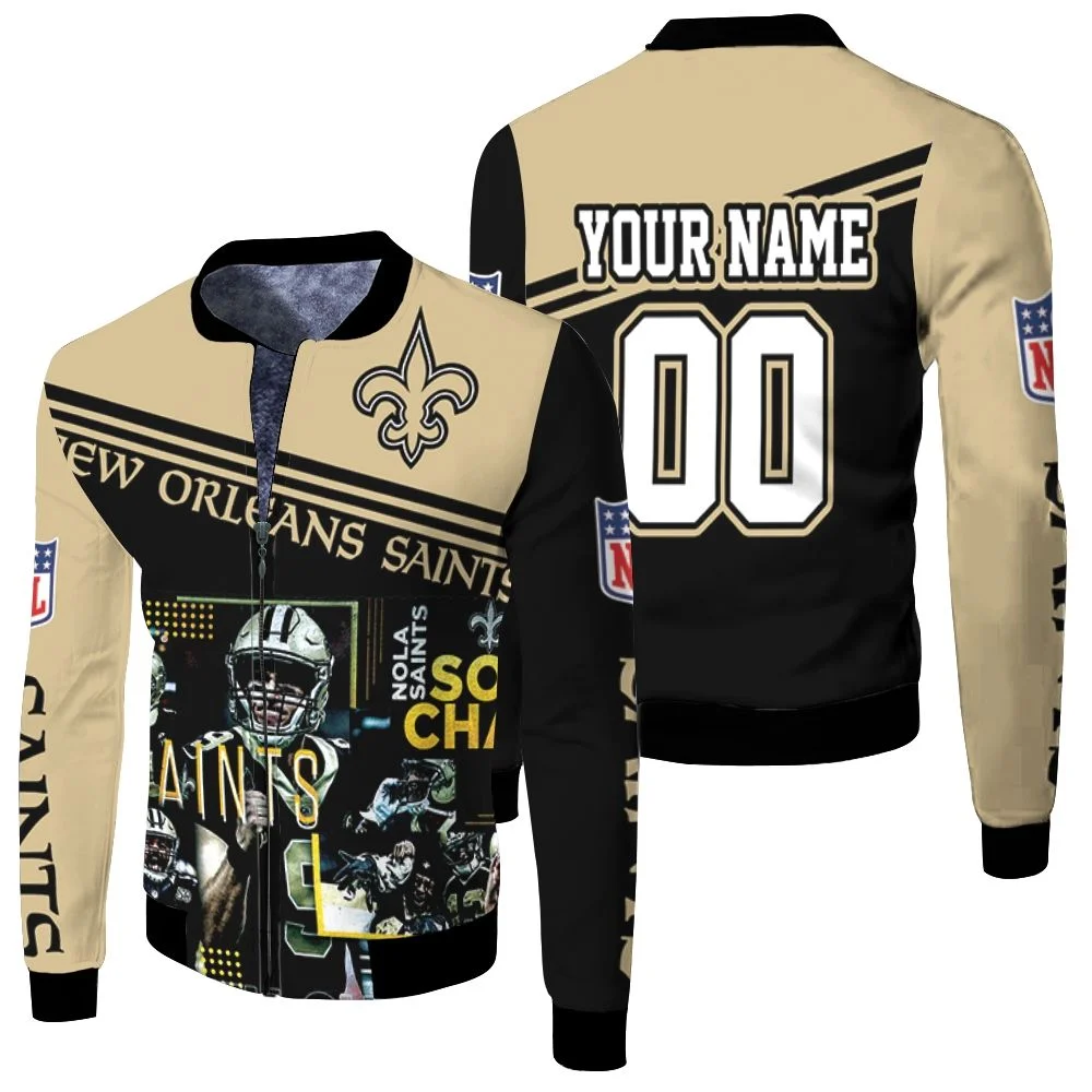 New Orleans Saints Nfc South Champions 2020 Nfl Season Great Team Best Players Personalized Fleece Bomber Jacket