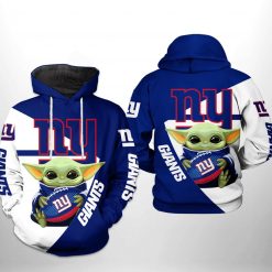New York Giants NFL Baby Yoda Team 3D Printed Hoodie