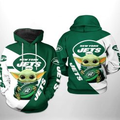 New York Jets NFL Baby Yoda Team 3D Printed Hoodie