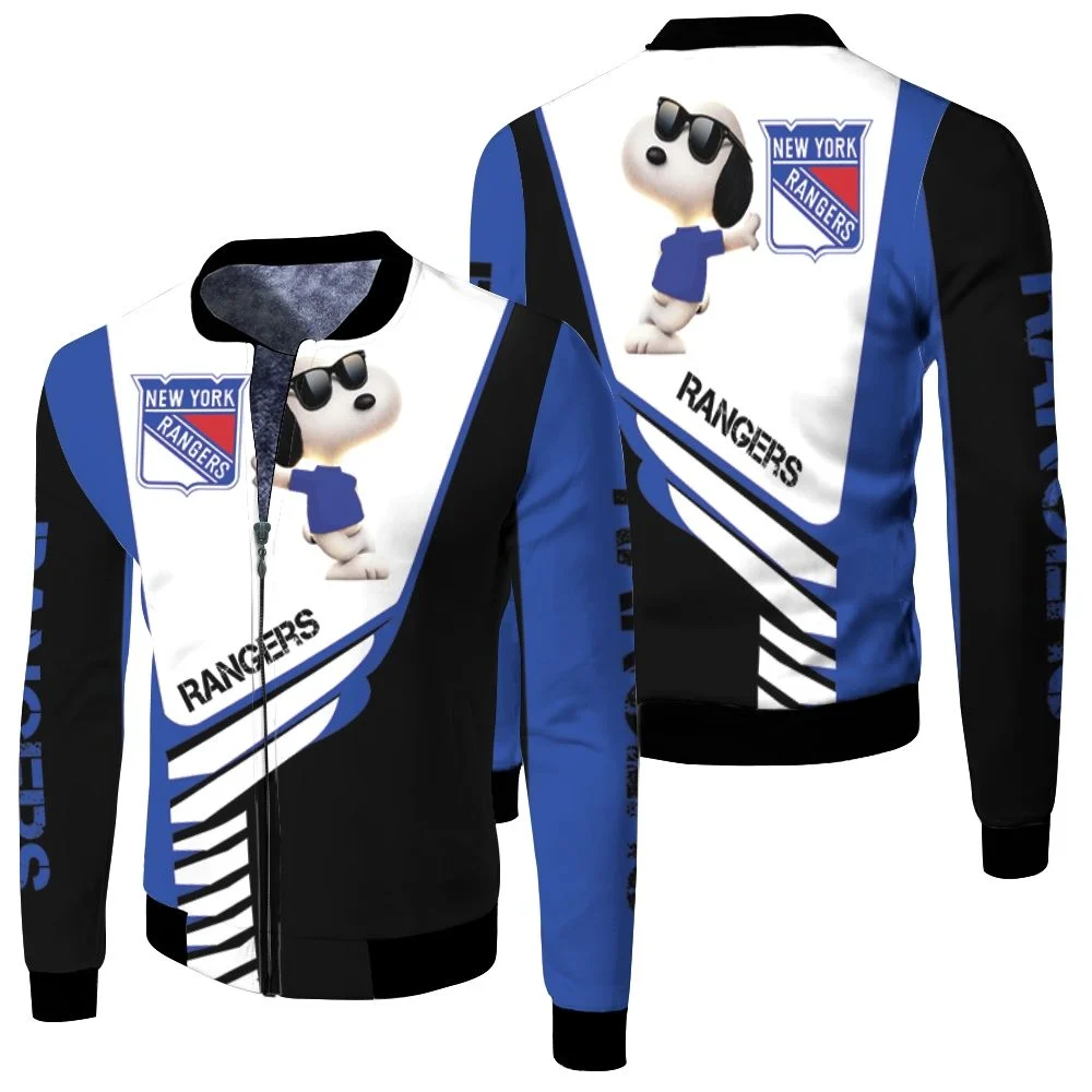 New York Rangers Snoopy For Fans 3d Fleece Bomber Jacket