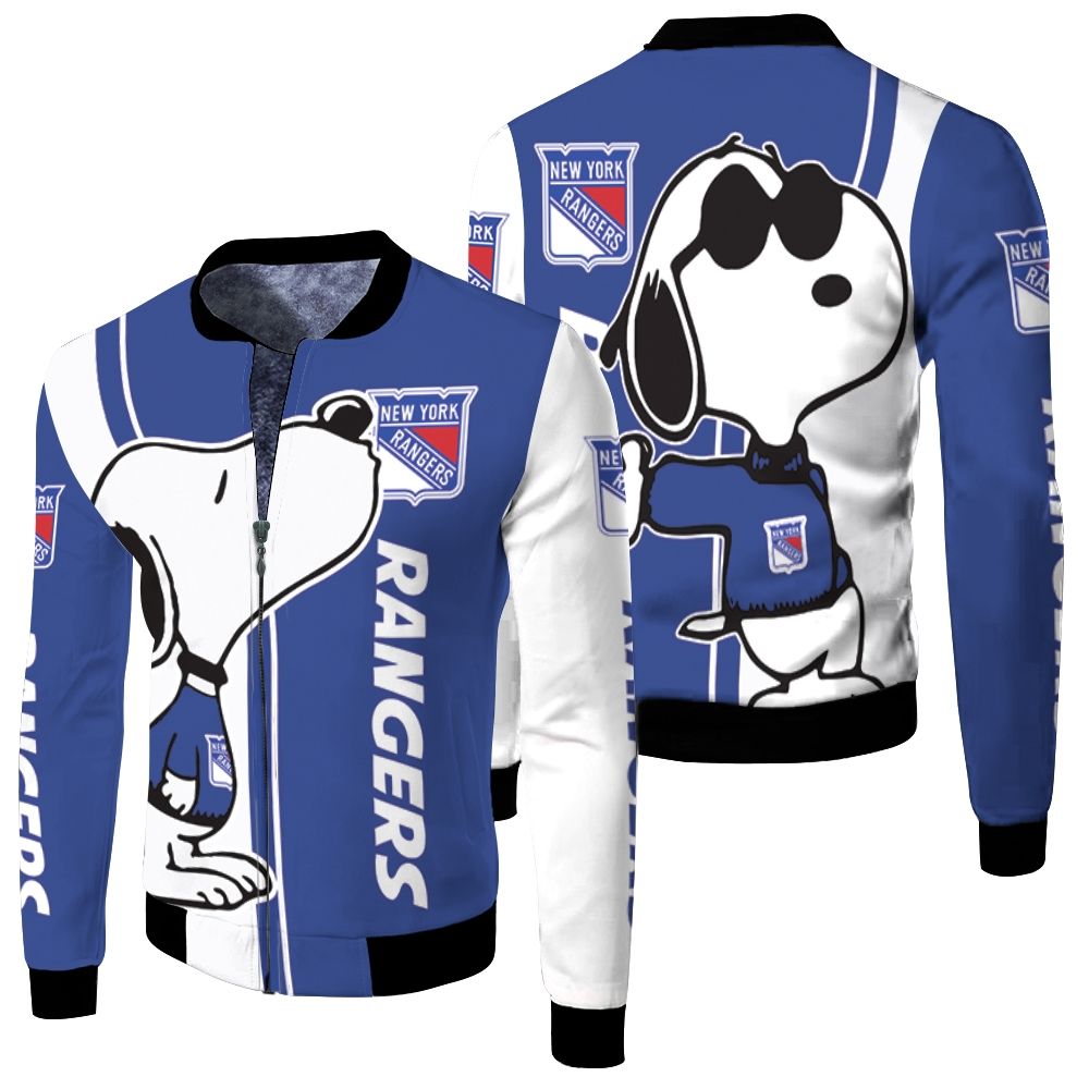 New York Rangers Snoopy Lover 3d Printed Fleece Bomber Jacket