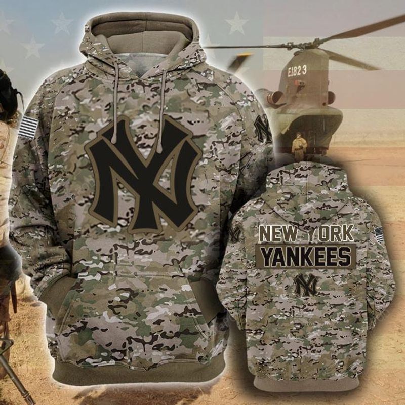 New York Yankees Camouflage Veteran 3d Cotton Hoodie