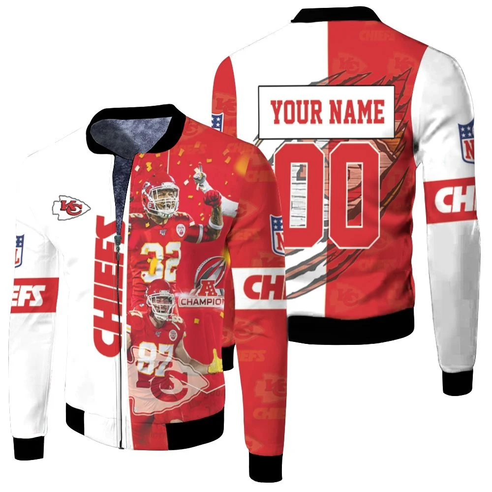 Nfl 2020 Kansas City Chiefs Afc West Division Champion Great Team Personalized Fleece Bomber Jacket