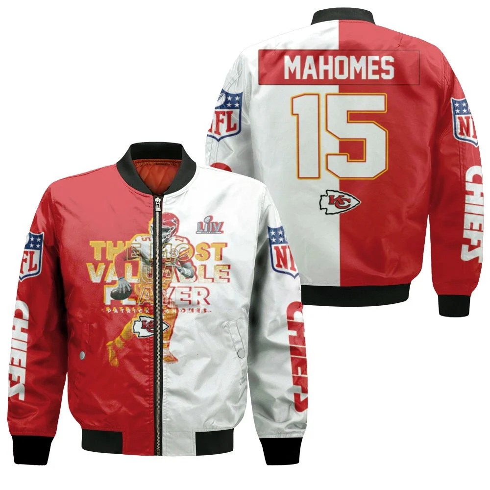 Nfl Kansas City Chiefs The Most Valuable Player Patrick Mahomes 15 Afc West Division Champion 2020 3d Bomber Jacket